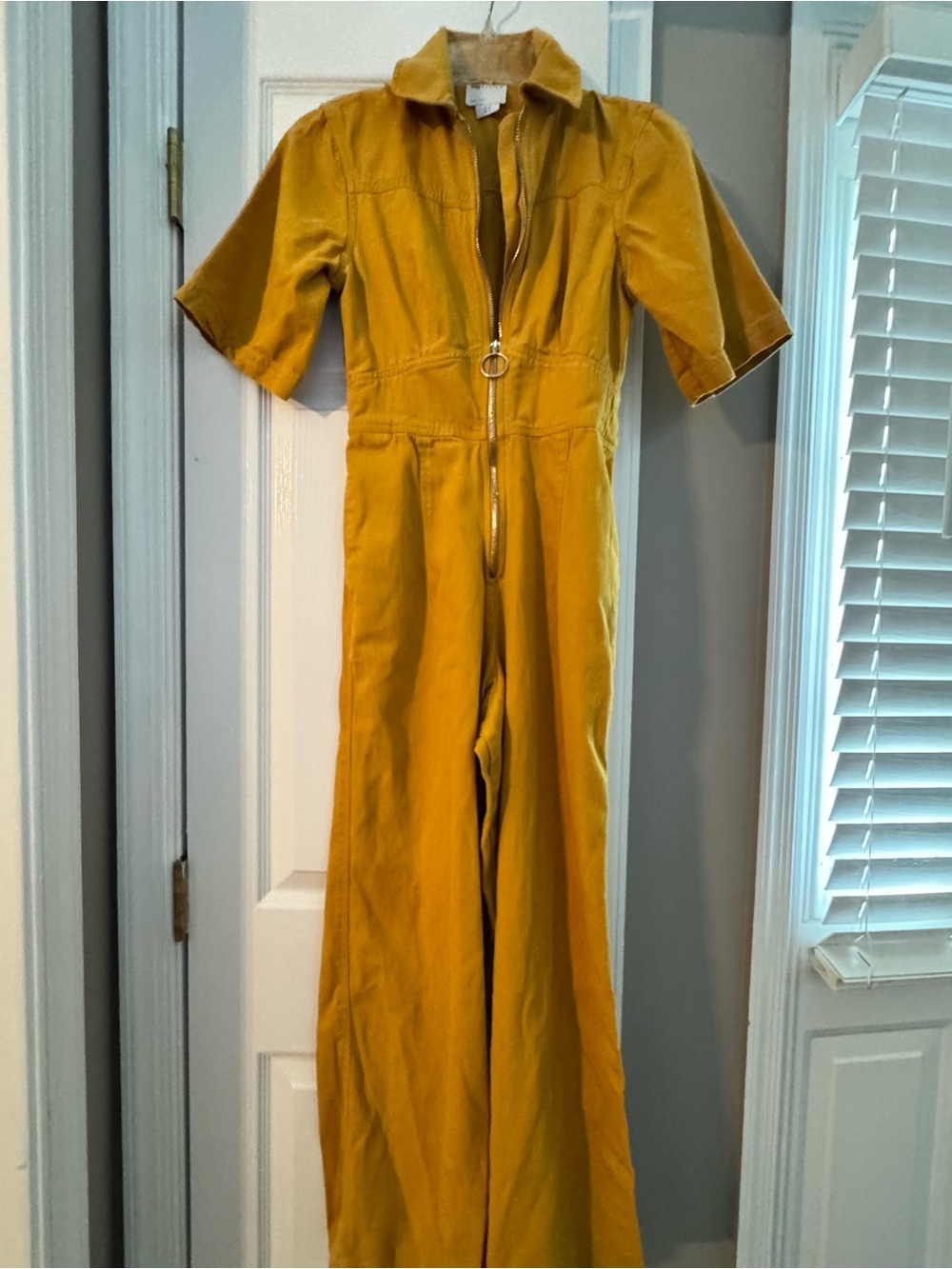 ASOS Mustard Yellow Short-Sleeve Zip-Front Jumpsuit
